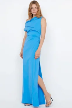 Angelina Asym Maxi Dress Mid Blue