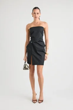 Barbados Strapless Twist Dress Black