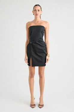 Barbados Strapless Twist Dress Black