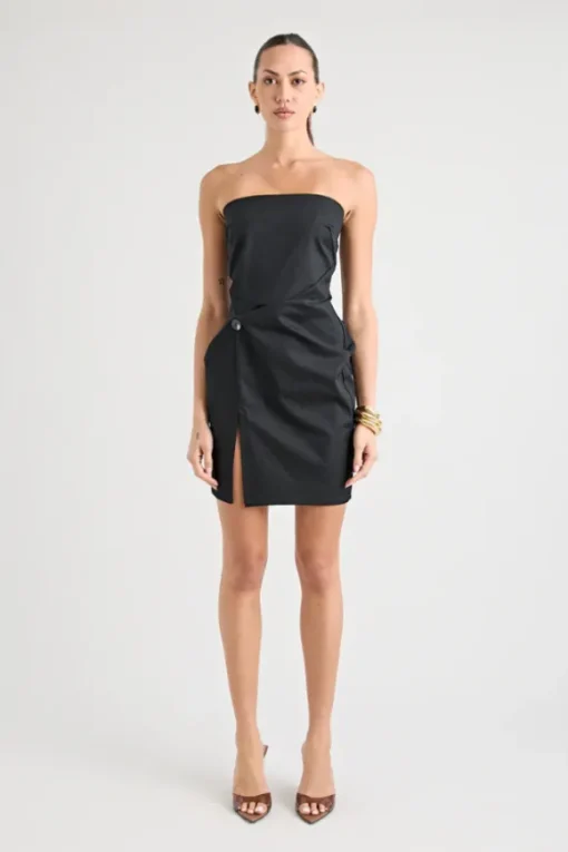 Barbados Strapless Twist Dress Black