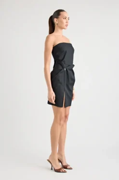 Barbados Strapless Twist Dress Black