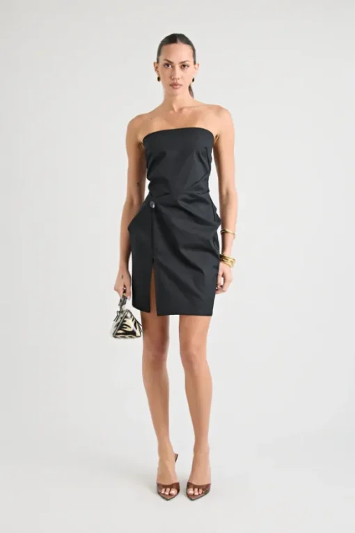 Barbados Strapless Twist Dress Black