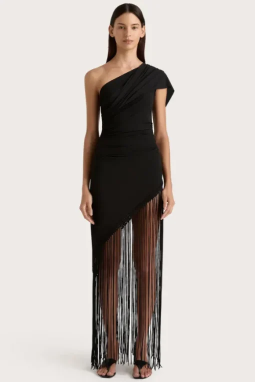 Bijou Asymmetric Dress Black
