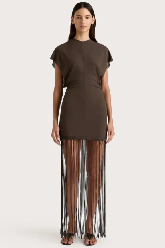 Brita Fringe Dress Chocolate Brown