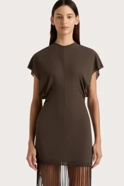 Brita Fringe Dress Chocolate Brown