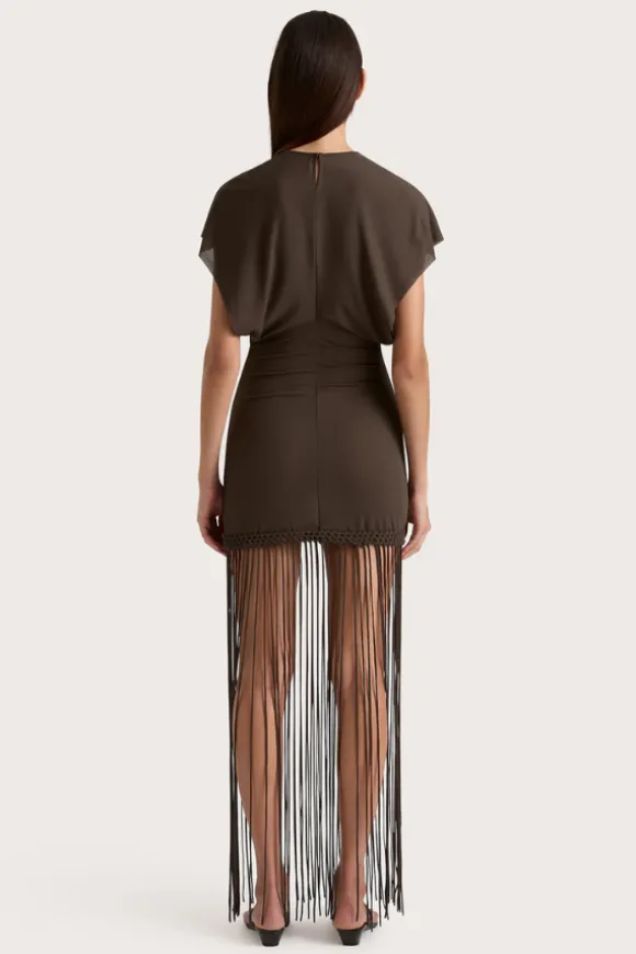 Brita Fringe Dress Chocolate Brown