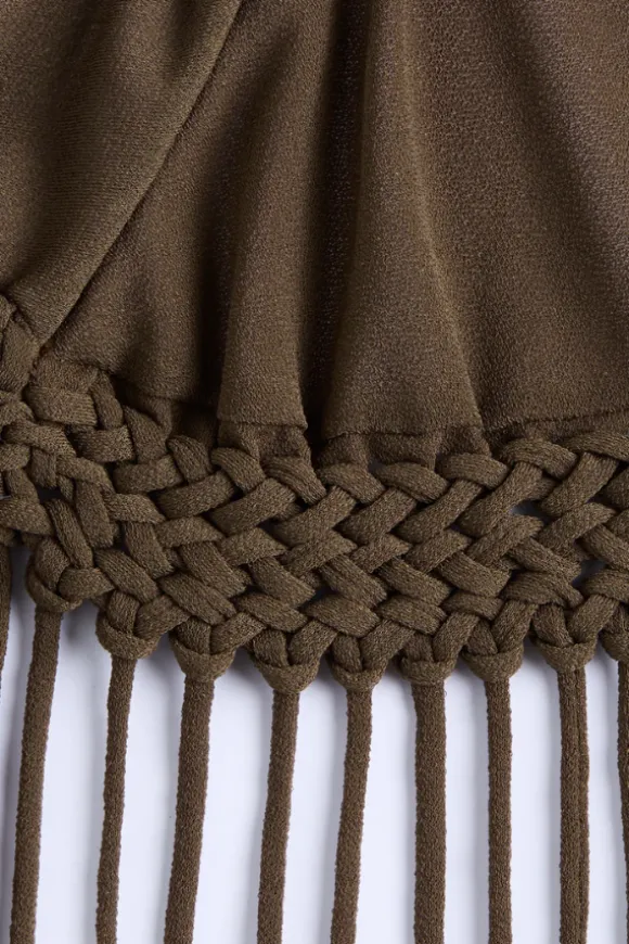 Brita Fringe Dress Chocolate Brown