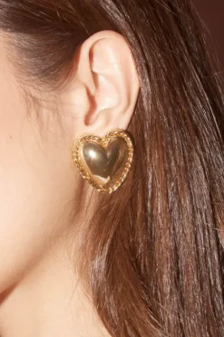 Bubble Heart Earrings Gold