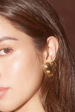Bubble Heart Earrings Gold