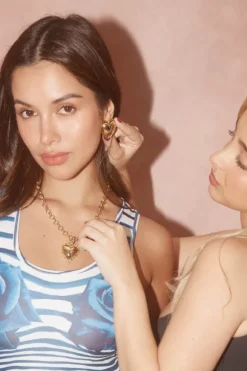 Bubble Heart Earrings Gold