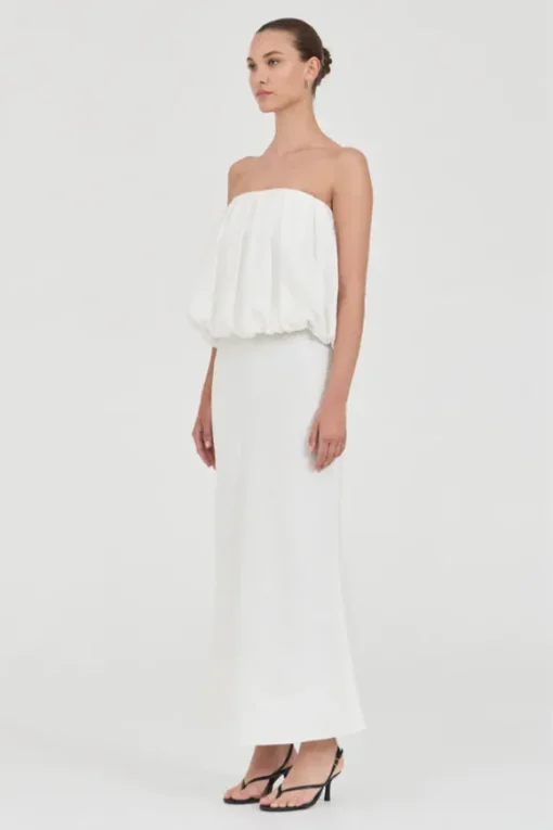 Bubble Linen Top White