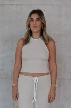 Charlie Halter Top Sand/White