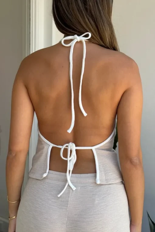 Charlie Halter Top Sand/White