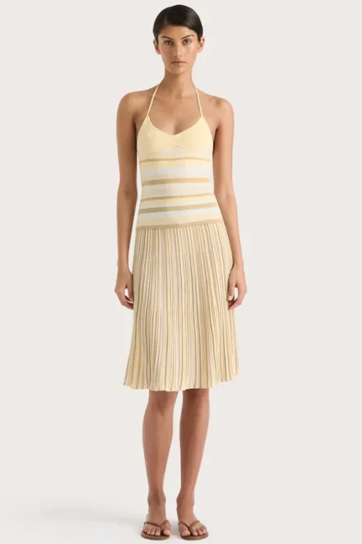 Citara Drawstring Skirt Butter Stripe