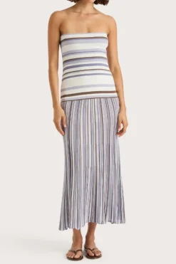 Citara Strapless Dress Pale Blue Stripe