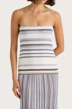 Citara Strapless Dress Pale Blue Stripe