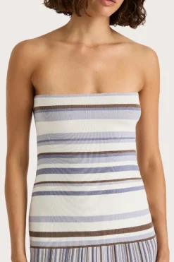 Citara Strapless Dress Pale Blue Stripe