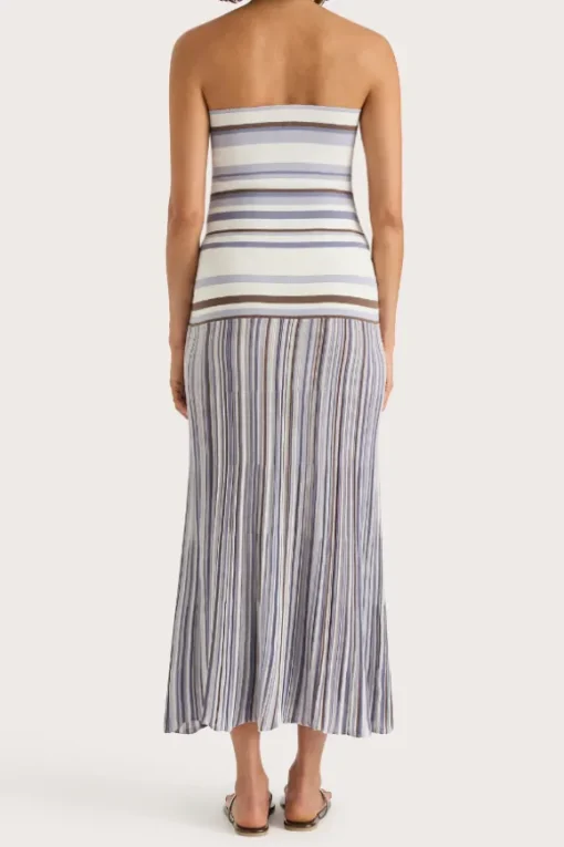 Citara Strapless Dress Pale Blue Stripe