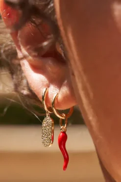 Cornicello Red Charm Earrings