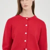 Cotton Wool Knit Cardigan Red