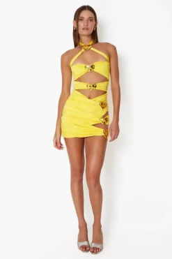 Diamond Heart Cut Out Swimsuit Lemonade