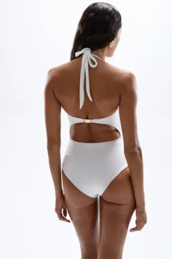 Diamond Seastar Cut-Out Swimsuit Pearl