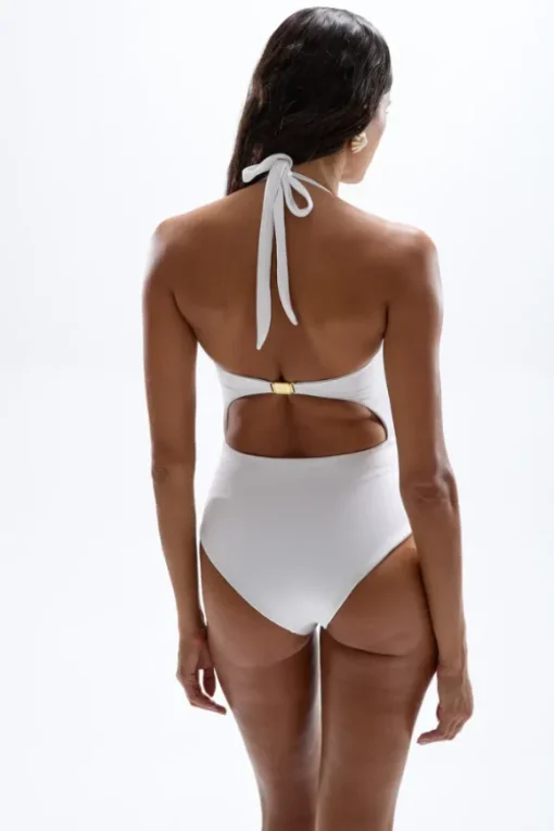 Diamond Seastar Cut-Out Swimsuit Pearl