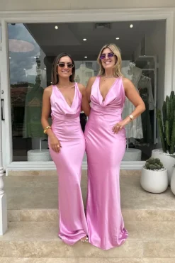 Drape Front Maxi Dress Pink