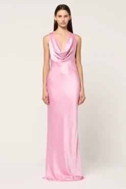 Drape Front Maxi Dress Pink