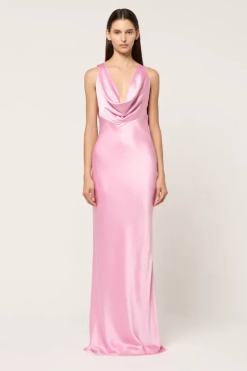Drape Front Maxi Dress Pink