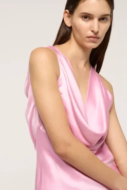 Drape Front Maxi Dress Pink