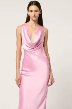 Drape Front Maxi Dress Pink