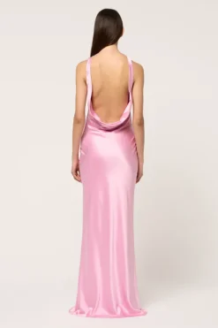 Drape Front Maxi Dress Pink
