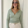 Frankie Buttoned Top Sage