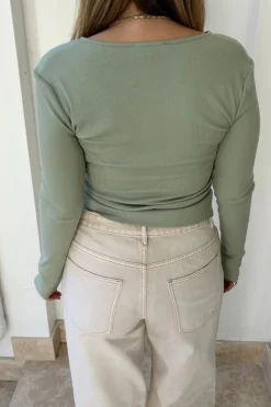 Frankie Buttoned Top Sage