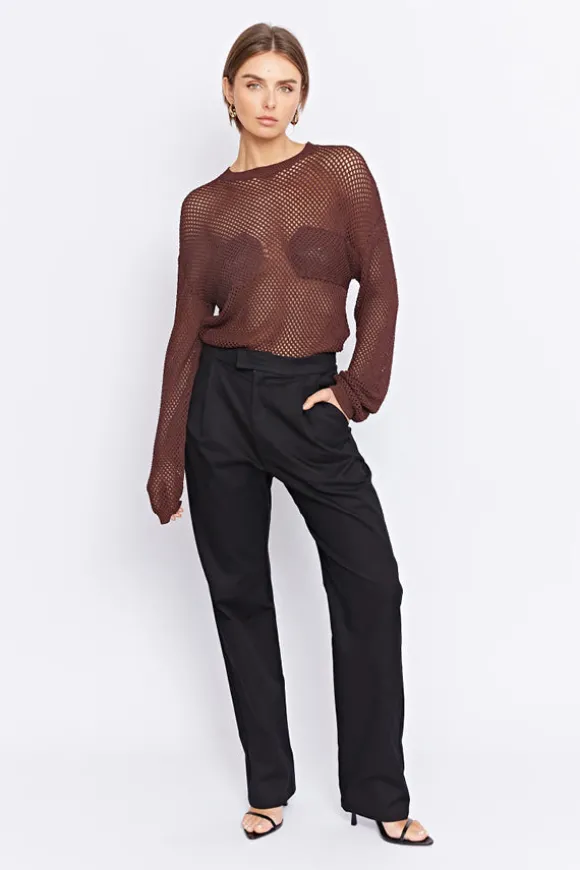 Gerrale Mesh Knit Top Walnut