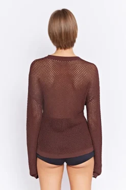 Gerrale Mesh Knit Top Walnut