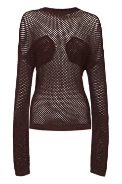 Gerrale Mesh Knit Top Walnut
