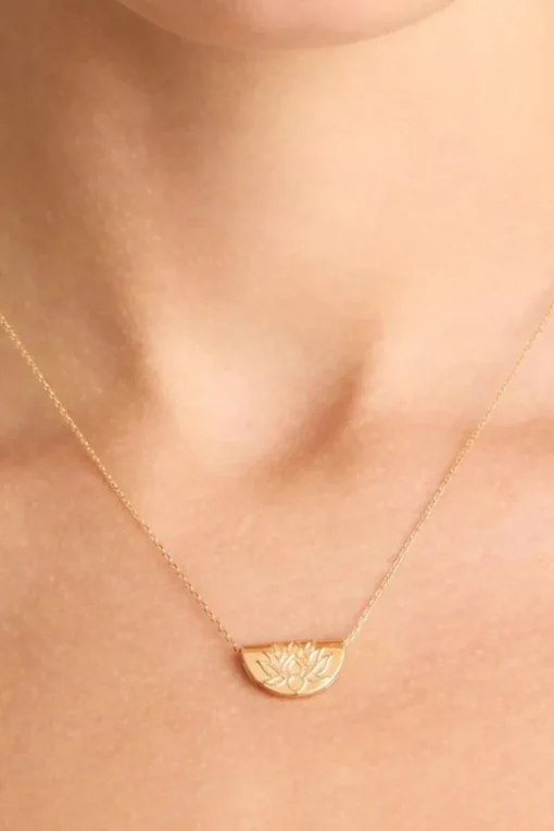 Gold Lotus Short Necklace