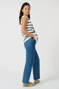 Helena Gilet Stripe I Navy/White