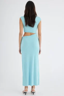 Henri Twist Maxi Dress Aqua