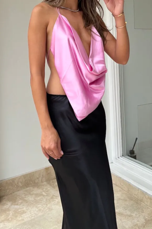 Iced Bias Slip Dress Black/Pink