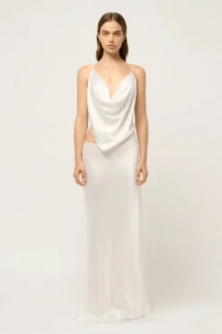 Iced Bias Slip Dress White