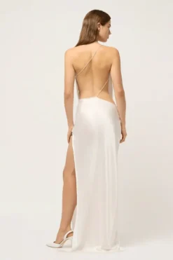 Iced Bias Slip Dress White