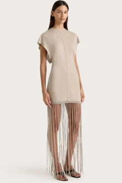 Ines Fringe Dress Oatmeal