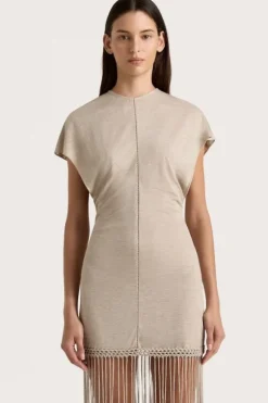 Ines Fringe Dress Oatmeal
