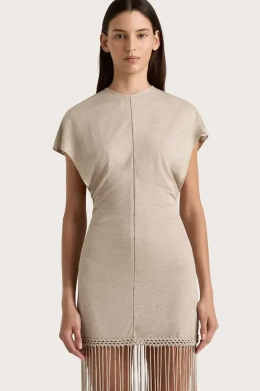 Ines Fringe Dress Oatmeal