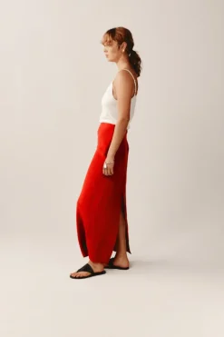 Iris Maxi Skirt Vermillion