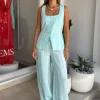 Isla Linen Pant Blue Stripe