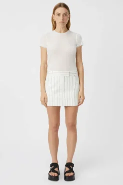 Jagger Mini Skirt White Pinstripe